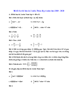 Bộ đề thi học kì 2 môn Toán lớp 4 năm học 2019 - 2020