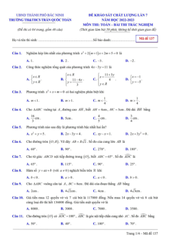 Đề khảo sát Toán 9 lần 7 năm 2022 – 2023 trường Trần Quốc Toản – Bắc Ninh