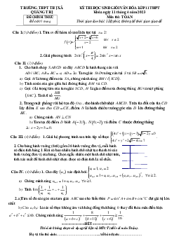 Đề học sinh giỏi Toán 11 năm 2022 – 2023 trường THPT Thị xã Quảng Trị