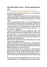 Các thành phần của câu - Cấu tạo ngữ pháp của câu