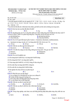 Đề thi thử THPT Quốc gia năm 2023 môn Hóa lần 1 Sở GD&ĐT Bà Rịa Vũng Tàu (có đáp án)