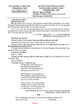 Đề Tuyển Sinh 10 Môn Văn Chung Sở GD Quảng Nam 2023-2024 (Có Lời Giải)