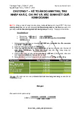 Chương 7 – Kế toán doanh thu, thu nhập khác, chi phí và xác định kết quả kinh doanh môn Kế toán tài chính | Học viện Báo chí và Tuyên truyền