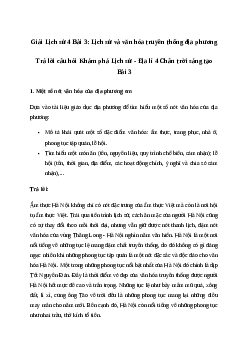 Giải Lịch sử Địa lí lớp 4 Bài 3: Lịch sử và văn hóa truyền thống địa phương | Chân trời sáng tạo