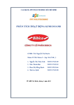 Phân tích hoạt động kinh doanh công ty cổ phần Bibica |Bài tập môn Marketing | Trường Cao đẳng thực hành FPT