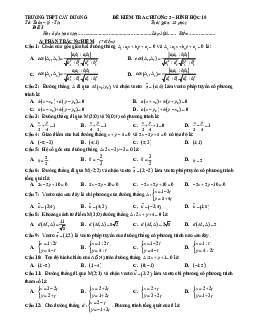 Đề kiểm tra Hình học 10 chương 3 trường THPT Cây Dương – Kiên Giang