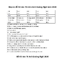 Đề thi tuyển sinh vào 10 môn Tiếng Anh Sở GD&ĐT Quảng Ngãi năm 2024 - 2025