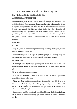 Phân tích bài thơ Việt Bắc của Tố Hữu hay nhất - Ngữ Văn 12