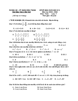 Đề đề nghị cuối kì 2 Toán 7 năm 2022 – 2023 trường THCS Yên Thế – TP HCM