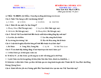 Đề thi HK2 Sử Địa 6 năm 2022 (có đáp án và đặc tả chi tiết)