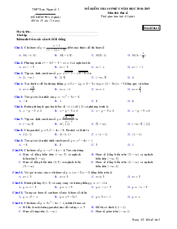 Kiểm tra Đại số 10 chương 2 THPT Lục Ngạn 2 – Bắc Giang