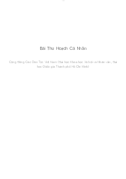 Bài Thu Hoạch Cá Nhân | Cộng Đồng Các Dân Tộc Việt Nam | Đại học Khoa học Xã hội và Nhân văn, Đại học Quốc gia Thành phố HCM