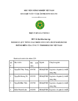Tiểu luận Đánh giá quy trình giao nhận hàng hóa xuất khẩu bằng đường biển của công ty TNHH Holcom Việt Nam