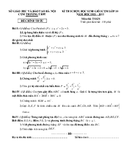 Đề thi học sinh giỏi Toán 10 năm 2021 – 2022 cụm trường THPT – Hà Nội
