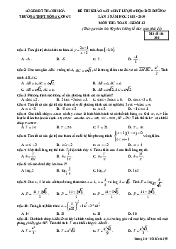 Đề thi KSCL học bồi dưỡng Toán lần 1 năm 2018 – 2019 trường Nông Cống 1 – Thanh Hóa