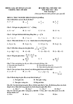 Đề cuối học kì 1 Toán 8 năm 2023 – 2024 trường THCS Mỹ Đức – Hải Phòng
