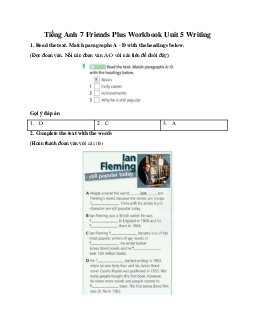 Tiếng Anh 7 Friends Plus Workbook Unit 5 Writing