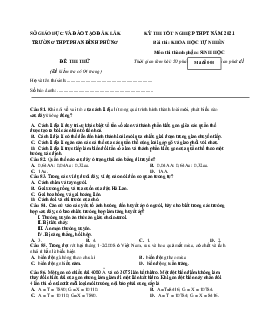 Đề thi thử THPT Quốc gia 2021 môn Sinh trường THPT Phan Đình Phùng, Đắk Lắk