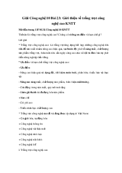 Giải Công nghệ 10 Bài 23: Giới thiệu về trồng trọt công nghệ cao KNTT