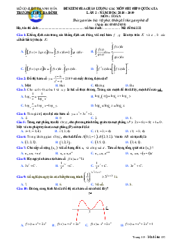 Đề kiểm tra chất lượng Toán thi THPTQG 2019 lần 2 trường Ba Đình – Thanh Hóa