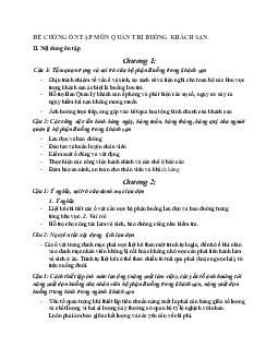 Đề cuơng ôn tập môn Quản trị buồng khách sạn