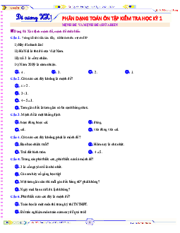Phân dạng toán ôn tập kiểm tra học kỳ 1 Toán 10