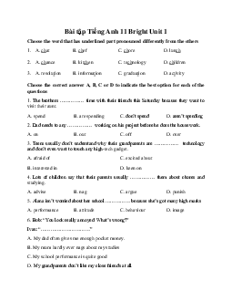 Giải Bài tập Tiếng Anh 11 Unit 1 | Bright