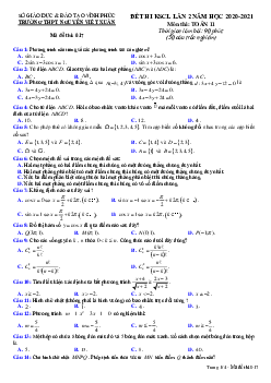 Đề KSCL lần 2 Toán 11 năm 2020 – 2021 trường THPT Nguyễn Viết Xuân – Vĩnh Phúc