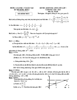 Đề thi học sinh giỏi Toán 7 năm 2018 – 2019 phòng GD&ĐT Đông Hưng – Thái Bình