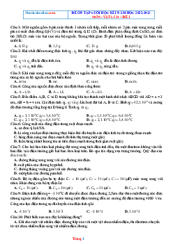 Đề ôn thi Vật Lí 11 học kỳ 1 năm 2022-2023 (Có Đáp Án)-Đề 1