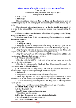 Giáo án KHTN 7 kết nối tri thức bài 30: Trao đổi nước và các chất dinh dưỡng ở thực vật