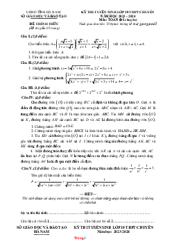Đề thi tuyển sinh vào lớp 10 THPT năm 2023-2024 môn toán đề chuyên UBND tỉnh Hà Nam Sở GD và ĐT (có đáp án và lời giải chi tiết)