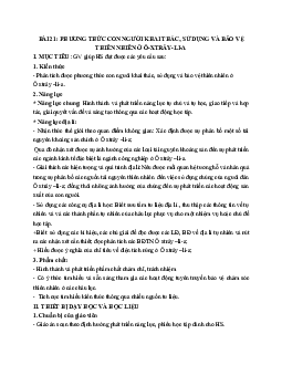 Giáo án Địa lí 7 Bài 21: Phương thức con người khai thác, sử dụng và bảo vệ thiên nhiên ở Ô-xtrây-li-a | Chân trời sáng tạo