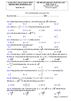 Đề thi giữa học kỳ 1 Toán 12 năm 2018 – 2019 trường Yên Phong 1 – Bắc Ninh
