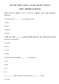 Bài tập i-Learn Smart World 6 unit 7 Movies - Smart World