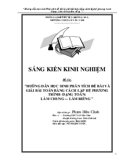 SKKN giải bài toán bằng cách lập hệ phương trình toán 9 (có lời giải)
