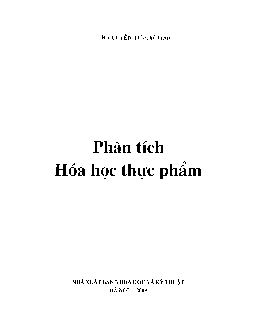 Giáo trình môn Phân tích hoá học thực phẩm | Đại học Bách Khoa Hà Nội