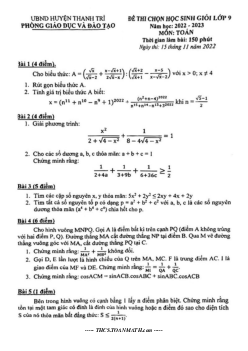 Đề học sinh giỏi Toán 9 năm 2022 – 2023 phòng GD&ĐT Thanh Trì – Hà Nội