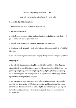 Giải Sinh học 11 Bài 7: Thực hành Một số thí nghiệm về hô hấp ở thực vật | Chân trời sáng tạo