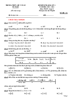 Đề học kỳ 1 Toán 11 năm 2023 – 2024 trường THPT Chu Văn An – An Giang