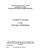 Giáo trình học phần Principles of Marketing | Trường Đại học Quốc tế, Đại học Quốc gia Thành phố Hồ Chí Minh