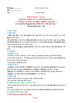 Giáo án môn Địa lớp 7 chân trời sáng tạo học kỳ 2