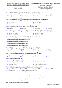 Đề thi KSCL Toán 12 lần 3 năm 2019 – 2020 trường THPT Nguyễn Viết Xuân – Vĩnh Phúc