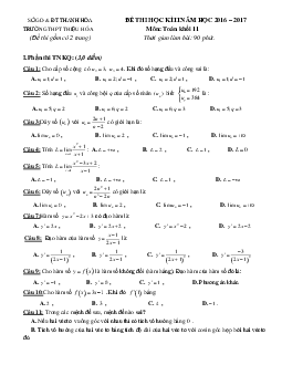 Đề thi HK2 Toán 11 năm học 2016 – 2017 trường THPT Thiệu Hóa – Thanh Hóa
