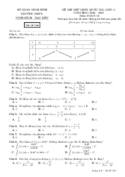 Đề thi thử Toán THPTQG 2019 lần 1 trường THPT Ninh Bình – Bạc Liêu – Ninh Bình