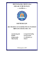 Phân Tích Báo Cáo Tài Chính Công Ty CP Tập Đoàn Thiên Long 2022 - 2024 | Bài thảo luận quản trị tài chính