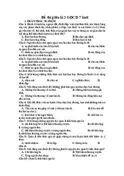 Đề thi giữa kì 2 Giáo dục công dân 7 - Đề 3 |  Kết nối tri thức năm 2024