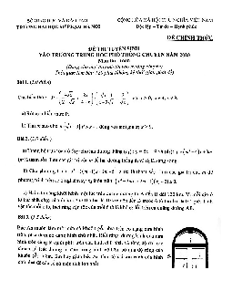 Đề tuyển sinh lớp 10 môn Toán năm 2020 – 2021 trường THPT chuyên ĐHSP Hà Nội