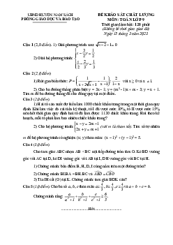 Đề khảo sát Toán 9 năm 2022 – 2023 phòng GD&ĐT Nam Sách – Hải Dương