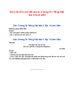 Soạn bài Ôn chữ viết hoa G, H trang 70 | Tiếng Việt lớp 3 Cánh diều